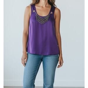 ALYX Womens Medium Purple Sleeveless Top Attached Necklace NWT Nylon Polyester